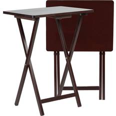 PJ Wood Folding TV Snack Espresso Brown Tray Table 36.8x48.3cm 2pcs