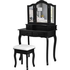 Black vanity desk Costway Vanity Makeup Dressing Table 16x31.5"