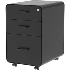 Monoprice Round Corner 3-Drawer File Cabinet Black Cómoda