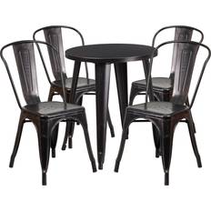 Black and gold furniture set Flash Furniture Chauncey Commercial Grade Dining Set