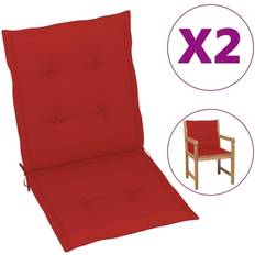 Cojines de silla vidaXL Jardín Respaldo Bajo 2 Uds Tela Oxford Color Antracita Cojín de silla Rojo