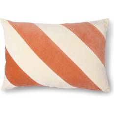 Wit Complete Decoratiekussens HKliving Striped Velvet Cushion Perzik Crème