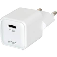 Deltaco USB-C VÆGOPLADER PD 20 W HVID ➞ På lager klar til levering