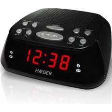 Réveils Haeger Snooze Digitaler Radiowecker Snoozer/Schlaffunktion, Doppelwecker, 20 Senderspeicher 10 fm 10 Am rotes LED-Display für einfache