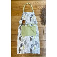 Geko Kitchen Contemporary Leaf Apron White, Green