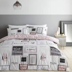 Catherine Lansfield Dreams Duvet Cover White, Grey, Pink