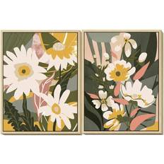 Yellow Wall Decorations Dkd Home Decor Painting 60 4 Flowers Scandinavian Units Framed Art