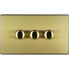 Brushed brass sockets Varilight 3 Gang Dimmable Switch Brushed Brass