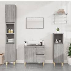 vidaXL Armario De Baño Madera Contrachapada Gris 30 x 30 cm