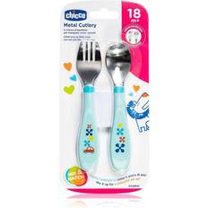 Chicco Metal Cutlery ruokailusetti 18m Blue