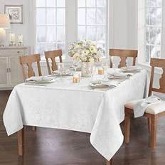 Solid Colour Tablecloths Elrene Caiden Elegance Damask Oblong Tablecloth 60 x 84 Mantel Blanco