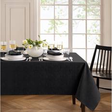 Black Tablecloths Elrene Continental Solid Texture Water and Stain Resistant Tablecloth 52 x 70 Mantel Negro