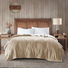 Woolrich Heated Plush Berber Blankets Brown