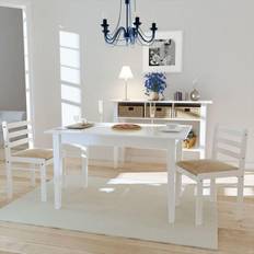 Terciopelo Sillas vidaXL Sillas Comedor 2 Uds Madera Maciza Caucho Terciopelo Blanco 81 x 44 x 45 cm Silla de Cocina 6pcs