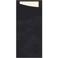 Festartikler Duni Sachetto 8.5x20 cm Sort med Hvid Serviet, 100 stk/pk