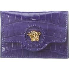 Versace La Medusa Croc-Embossed Leather Card Holder