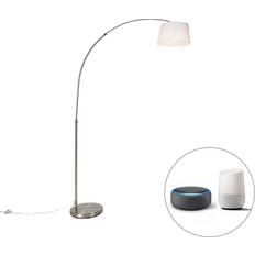 QAZQA Smart Buelampe Stål med Hvid Stofskærm A60 Loftplafond