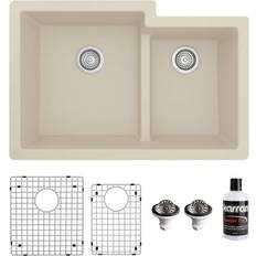 Kitchen Sinks Karran QU-811 Quartz/Granite Double Bowl 60/40 Undermount Bottom Grid