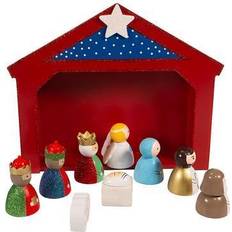 Red Figurines Kurt Adler 9-Inch Miniature Nativity Set with Figurine