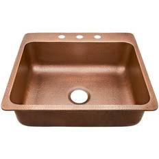 Kitchen Sinks Sinkology Angelico Copper 25" Single Bowl Drop-In Kitchen Copper H 22.0 D