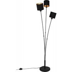 Lampade da Terra Trio Lighting Piantana Tommy 3 Paralumi Tessuto Nero E Oro 150 cm Lampada da Terra