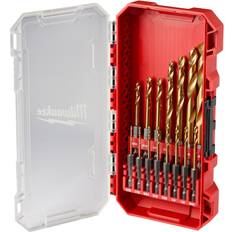 Power Tool Accessories Milwaukee 15-Piece SHOCKWAVE Impact Duty RED HELIX Titanium Drill Bit Set