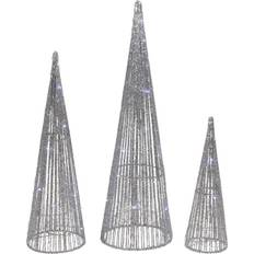 Northlight Seasonal Set of 3 Lighted Glitter Cone Tree Christmas Lamp