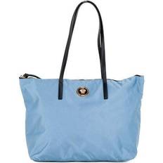 Versace Handbags Versace WoMens Portuna Medusa Medium Cornflower Blue Nylon Leather Tote Bag One Size