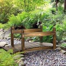 OutSunny Treillages OutSunny 5FT Wooden Garden Bridge with Planters on Railings, Arc