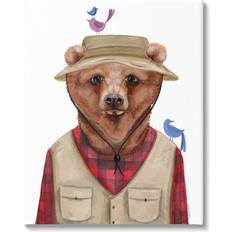 Wall Decorations Stupell Industries Bear Camping Gear Small Birds Wall Framed Art