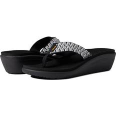 Teva Women Heeled Sandals Teva Women's Voya Wedge Sandal, Paint Tracks Black/White