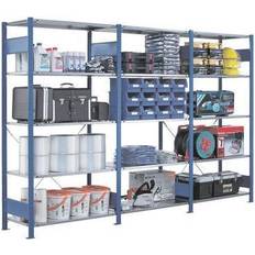 Acero inoxidable Estanterías de libros Schulte Steckregalsystem H2000xB1000xT400mm 5Stahlböden Trgf.150kg Verz./Blau Estantería de libros 100cm