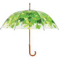 Esschert Design Ombrello Trasparente Antivento Con Dettagli Verdi Ambiance Birdcage Leaf - 92,5 cm
