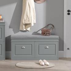 Panneau de particules Meubles SoBuy Hallway Flip Drawer and Seat Grey Range-chaussures 104x51cm