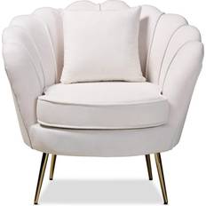 Beige Lounge Chairs Baxton Studio Velvet Lounge Chair