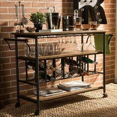 Tables Baxton Studio YLX-9044 Bradford Rustic Trolley Table