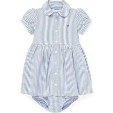 Dresses Children's Clothing Polo Ralph Lauren Infant Striped Knit Oxford Dress - Harbor Island Blue/White