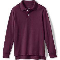 Lands end polo shirts Lands' End School Uniform Kids Long Sleeve Mesh Polo Shirt Burgundy