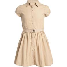 S Dresses Children's Clothing Nautica Girl's Belted Short Sleeve Shirt Dress - Khaki