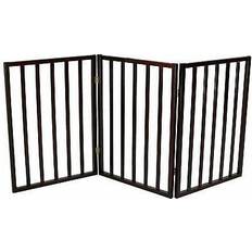 Oypla Brown Dog Safety Folding Wooden Pet Gate