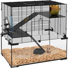 Pawhut Pets Pawhut 3 Tiers Hamster Gerbil Cage with Deep Glass Bottom Non-Slip Ramps 60x40x57cm