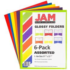 Jam Paper Laminated Two Pocket Glossy School Folders 6 Pack