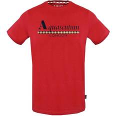 Aquascutum Check Strip Logo T-shirt - Red
