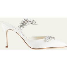 Viscose - White Heels & Pumps Lurum Crystal Cocktail Mules WHITE 12B