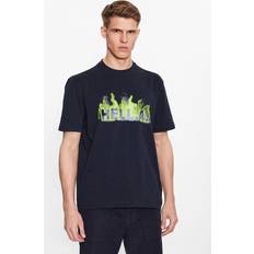 HUGO BOSS Orange T-shirts HUGO BOSS Mens TeeFire Cotton Jersey Oversized Fit T-Shirt - Blue