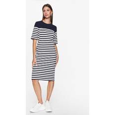 Gant Robes Gant Robe À Manches Courtes - Striped Evening Blue