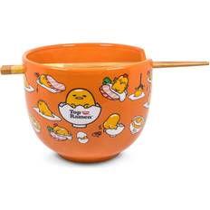 Gris Juegos de Vajilla Silver Buffalo Sanrio Gudetama Japanese Top Ramen Dinnerware Set 20-Ounce Juego de Vajilla