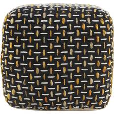 Black and gold stools LR Home Black/Gold Modern Interwoven Pouffe