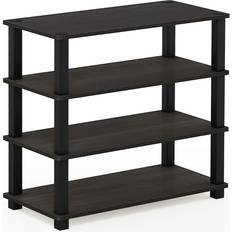 Red Shoe Racks Furinno Wood Racks 4-Tier Shoe Rack