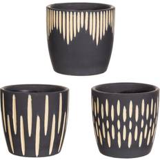 Sass & Belle Black Sgrafitto Mini Planters Set 3